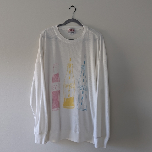 Wildfox Coca-Cola Roadtrip Sweatshirt Oversized Loose Extra Long Vanilla - XL - Picture 3 of 12